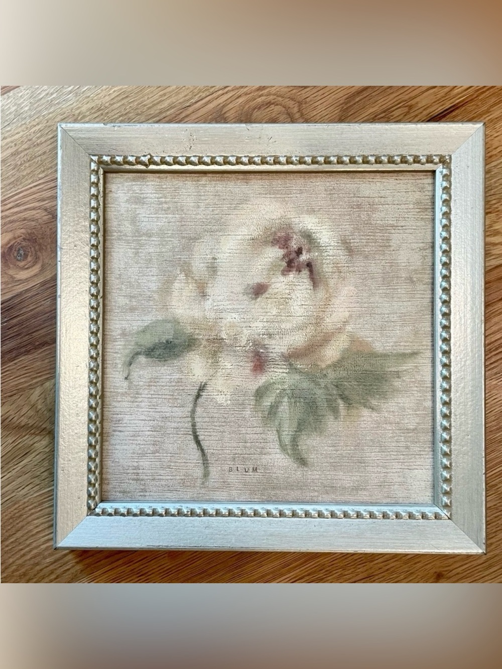 Soft White Peony Wall Art Print with Green Leaves - Picture 2 of 3
